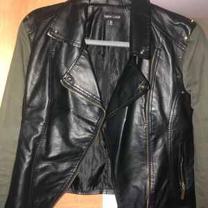 Faux Leather Black and Green Jacket